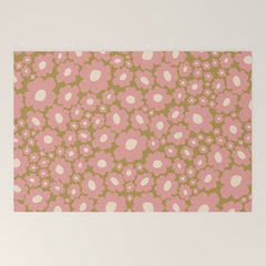 70������s Retro Floral  Welcome Mat