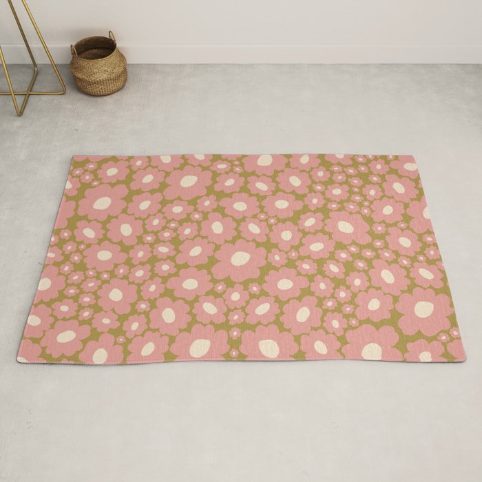 70������s Retro Floral  Rug