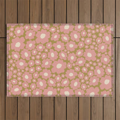 70������s Retro Floral  Outdoor Rug