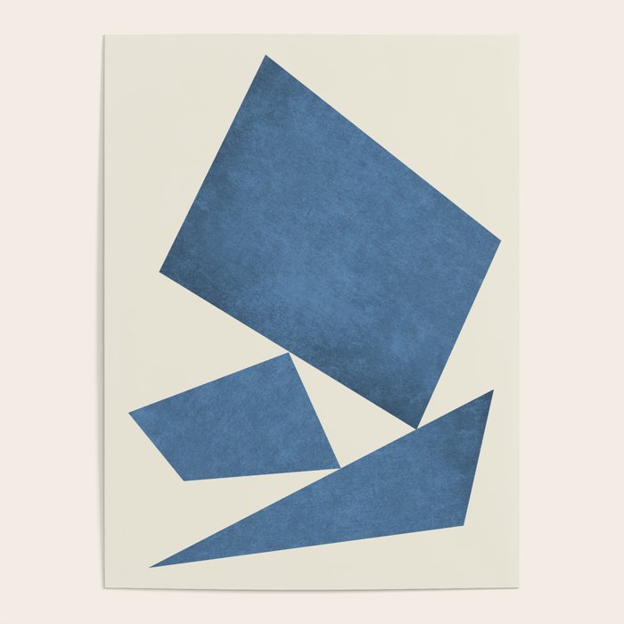 3 Forms Composition - Blue Poster