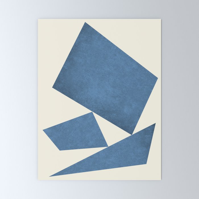 3 Forms Composition - Blue Mini Art Print