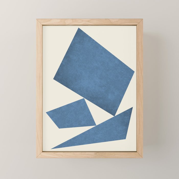 3 Forms Composition - Blue Mini Art Print
