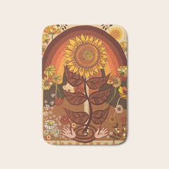 70s, Sunflower, retro, rainbow, warm colors, 60s, boho Bath Mat