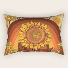 70s, Sunflower, retro, rainbow, warm colors, 60s, boho Rectangular Pillow