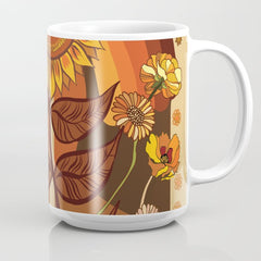 70s, Sunflower, retro, rainbow, warm colors, 60s, boho Coffee Mug