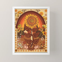 70s, Sunflower, retro, rainbow, warm colors, 60s, boho Mini Art Print