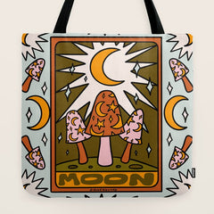 18. Moon Tarot Mushroom Tote Bag