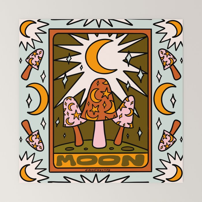 18. Moon Tarot Mushroom Mini Art Print