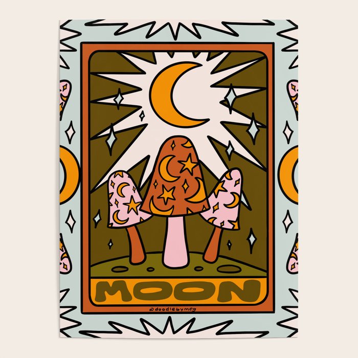 18. Moon Tarot Mushroom Poster