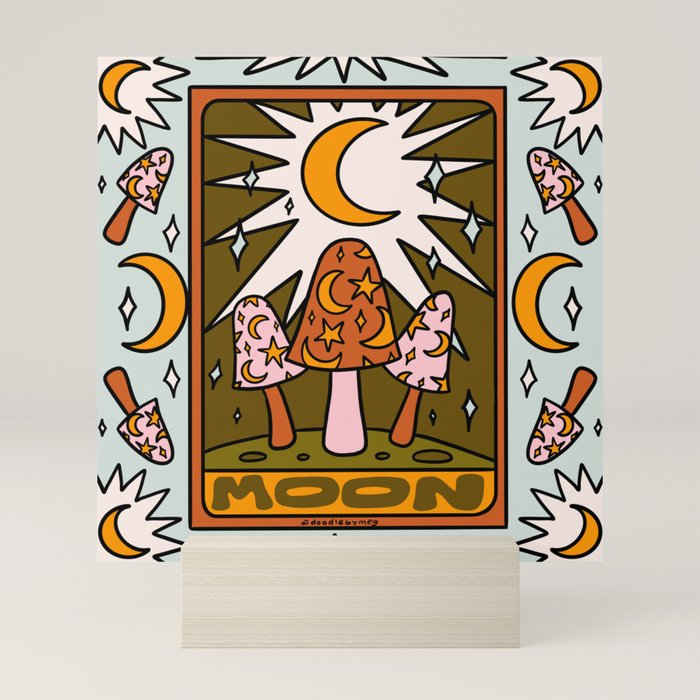 18. Moon Tarot Mushroom Mini Art Print