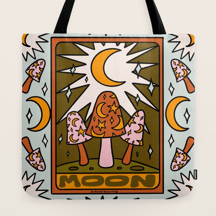18. Moon Tarot Mushroom Tote Bag
