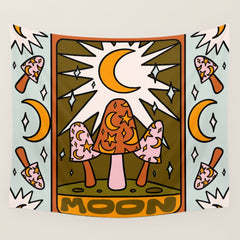 18. Moon Tarot Mushroom Wall Tapestry