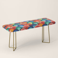 70s rainbow flowers sunset colors Bench