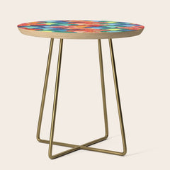 70s rainbow flowers sunset colors Side Table