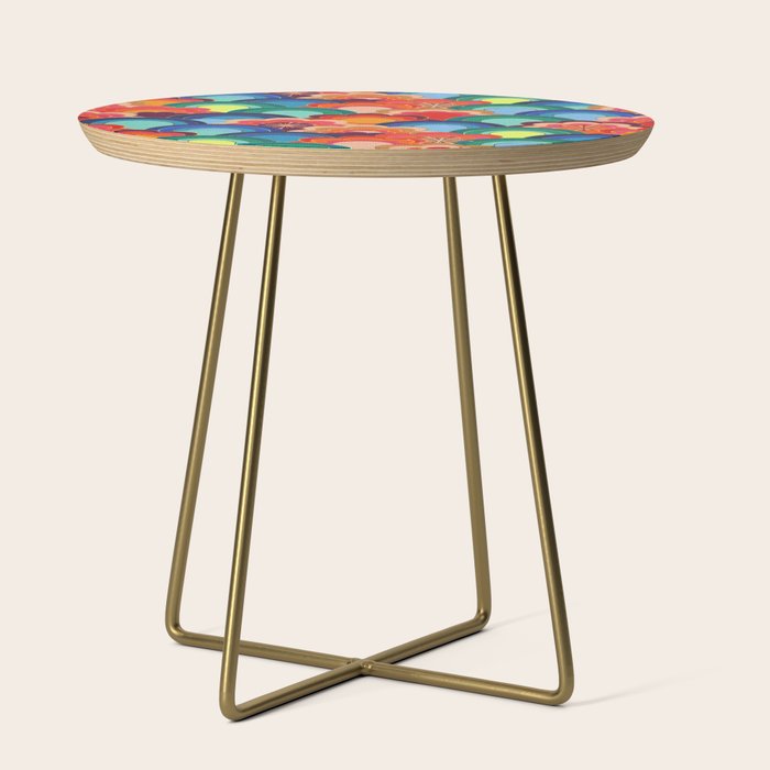 70s rainbow flowers sunset colors Side Table