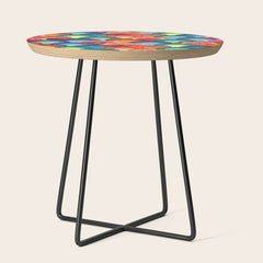 70s rainbow flowers sunset colors Side Table