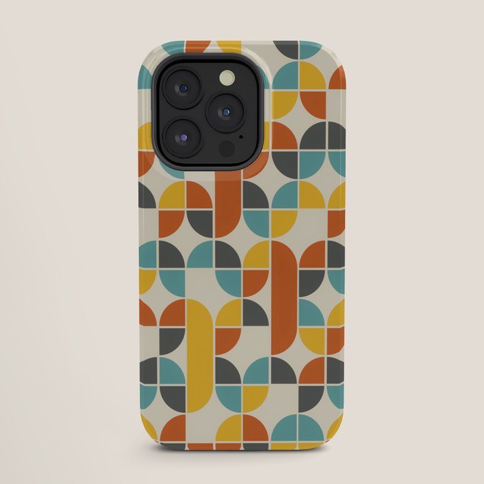 1970s Colors Mid Century Modern Geometric Pattern  iPhone Case