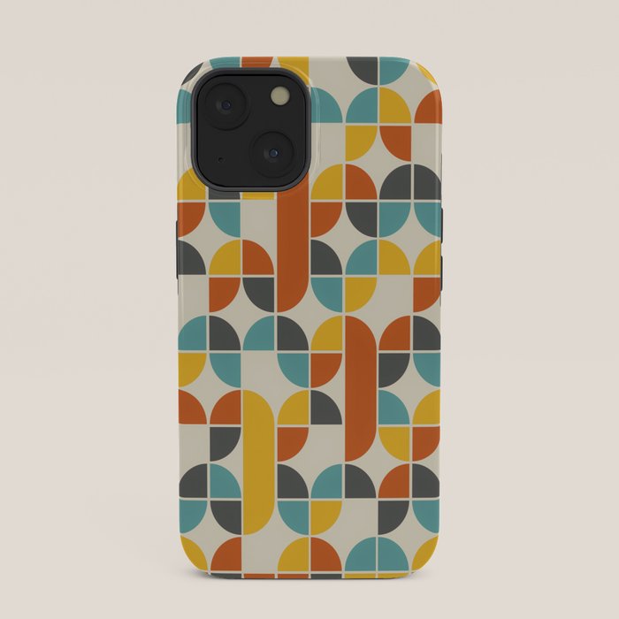 1970s Colors Mid Century Modern Geometric Pattern  iPhone Case