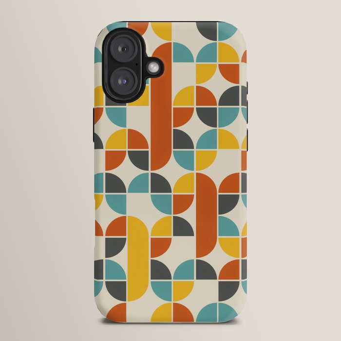 1970s Colors Mid Century Modern Geometric Pattern  iPhone Case