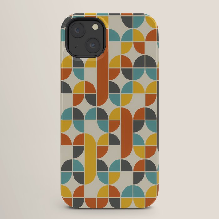 1970s Colors Mid Century Modern Geometric Pattern  iPhone Case