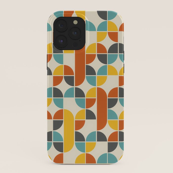 1970s Colors Mid Century Modern Geometric Pattern  iPhone Case