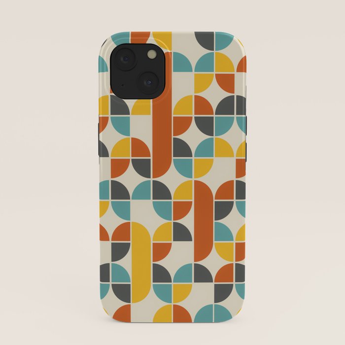 1970s Colors Mid Century Modern Geometric Pattern  iPhone Case