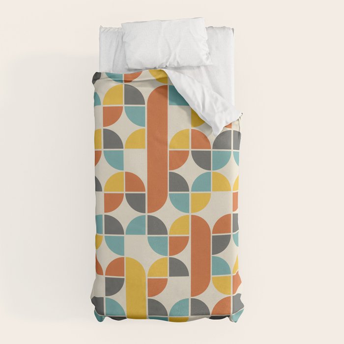 1970s Colors Mid Century Modern Geometric Pattern  Duvet Cover