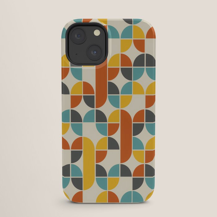 1970s Colors Mid Century Modern Geometric Pattern  iPhone Case