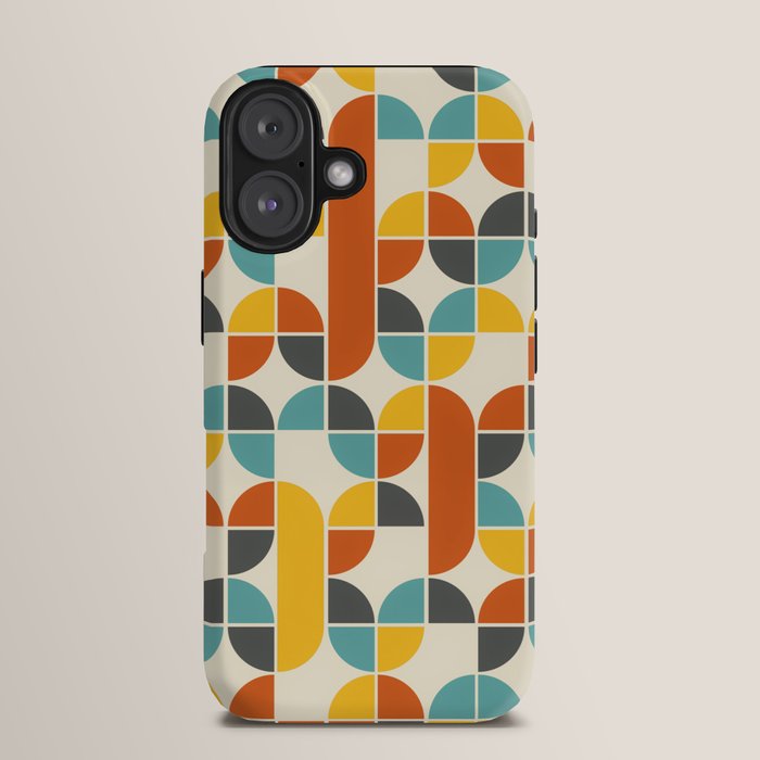 1970s Colors Mid Century Modern Geometric Pattern  iPhone Case