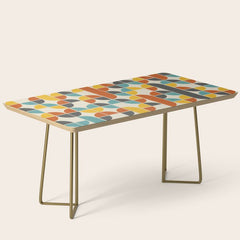 1970s Colors Mid Century Modern Geometric Pattern  Coffee Table