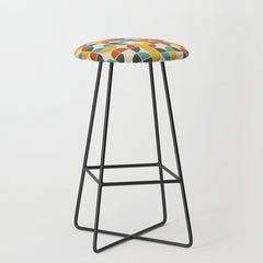 1970s Colors Mid Century Modern Geometric Pattern  Stool