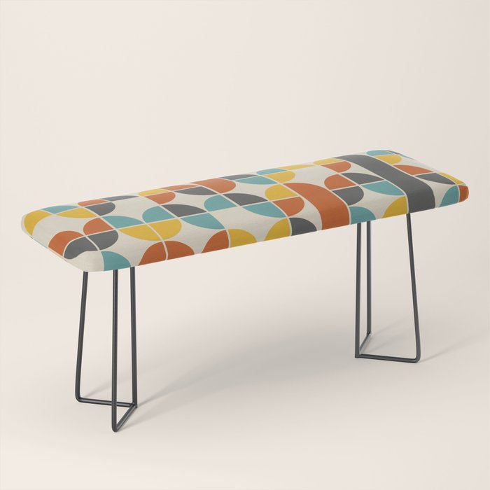 1970s Colors Mid Century Modern Geometric Pattern  Bench