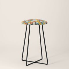 1970s Colors Mid Century Modern Geometric Pattern  Stool