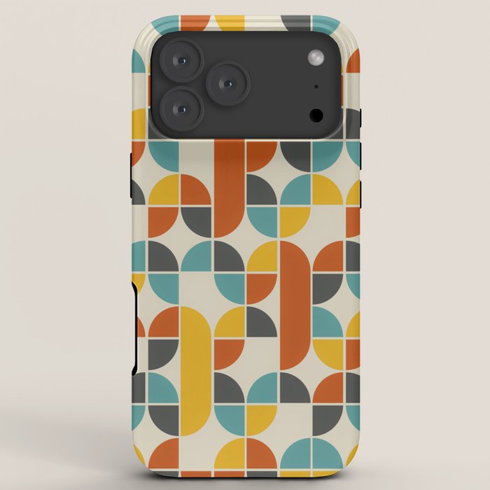 1970s Colors Mid Century Modern Geometric Pattern  iPhone Case