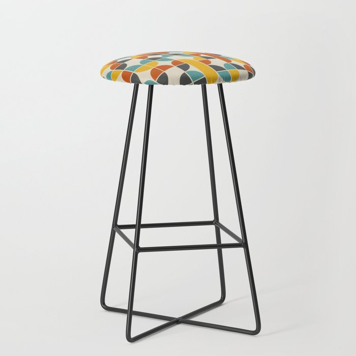 1970s Colors Mid Century Modern Geometric Pattern  Stool