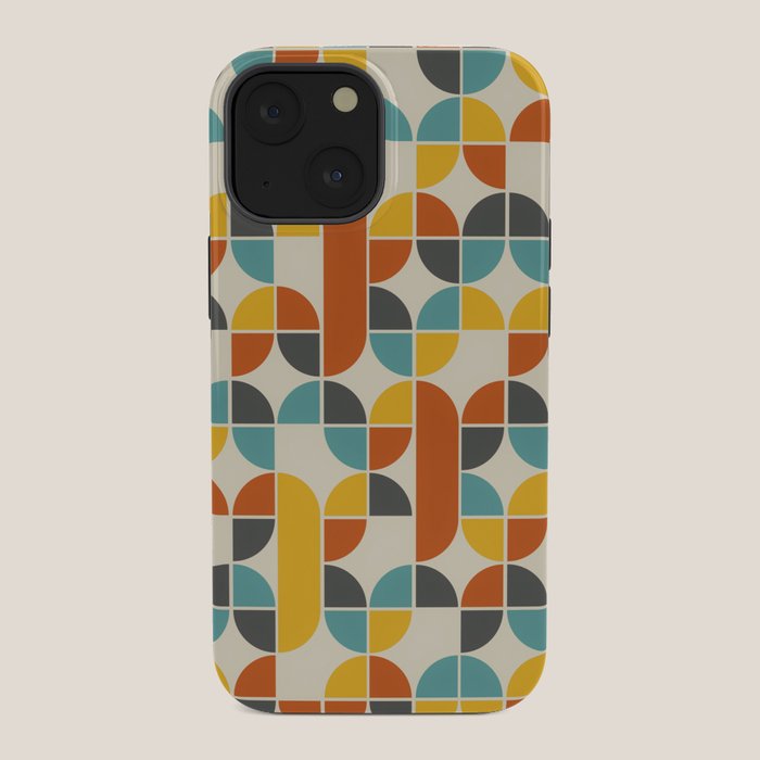 1970s Colors Mid Century Modern Geometric Pattern  iPhone Case