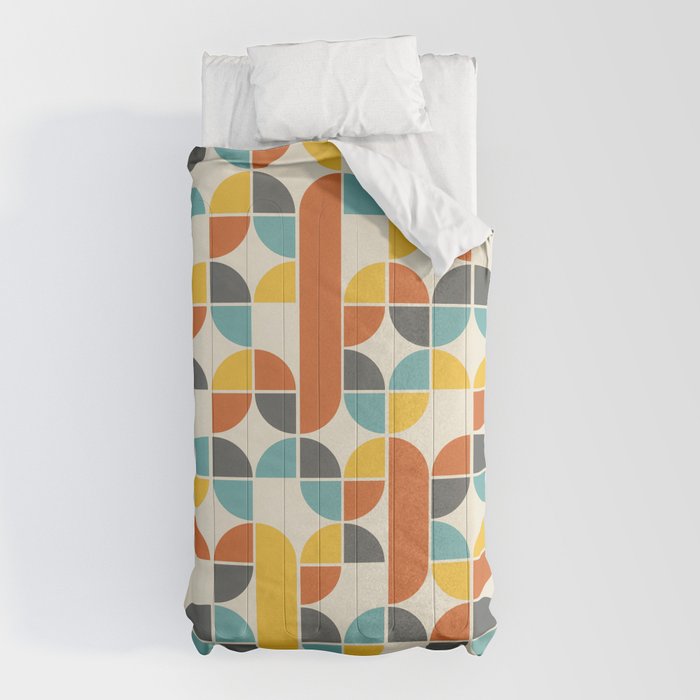 1970s Colors Mid Century Modern Geometric Pattern  Comforter