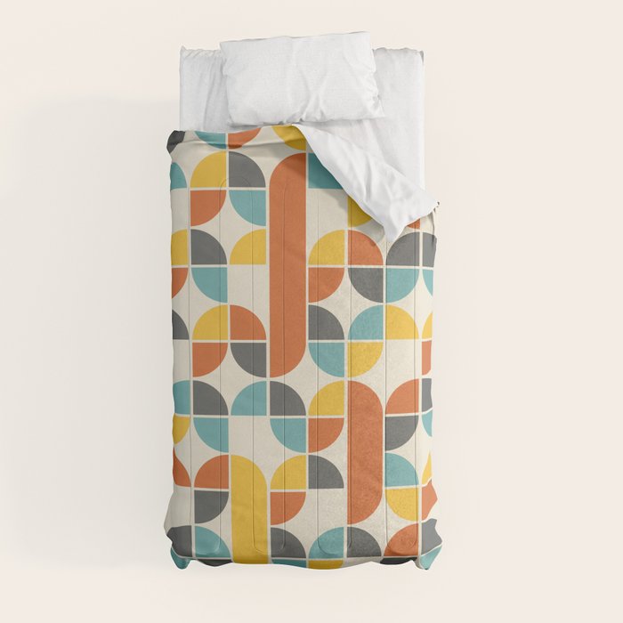 1970s Colors Mid Century Modern Geometric Pattern  Comforter