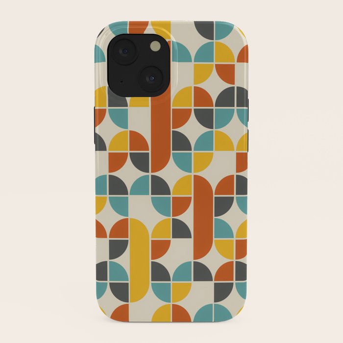 1970s Colors Mid Century Modern Geometric Pattern  iPhone Case