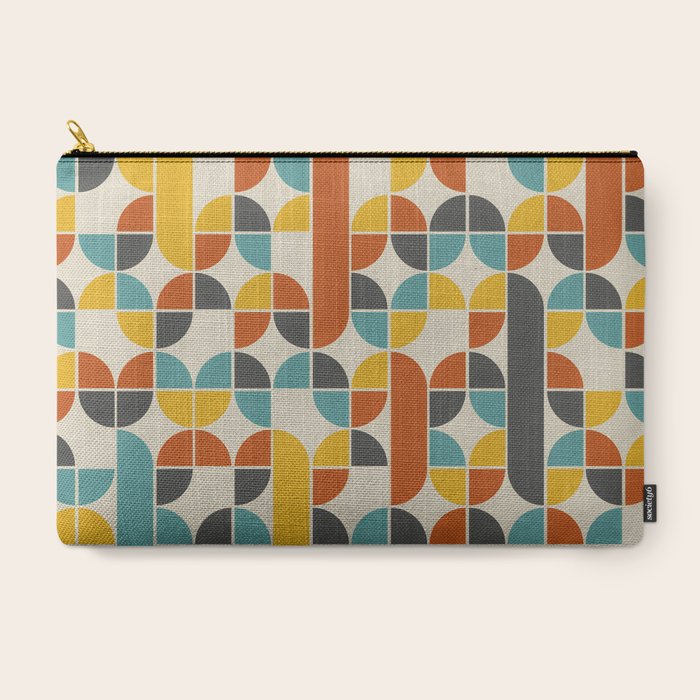 1970s Colors Mid Century Modern Geometric Pattern  Carry All Pouch
