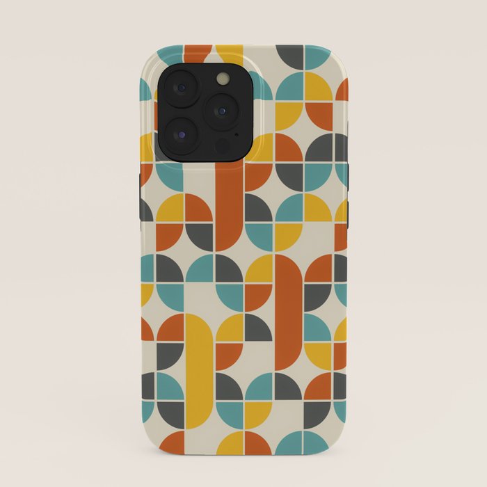 1970s Colors Mid Century Modern Geometric Pattern  iPhone Case