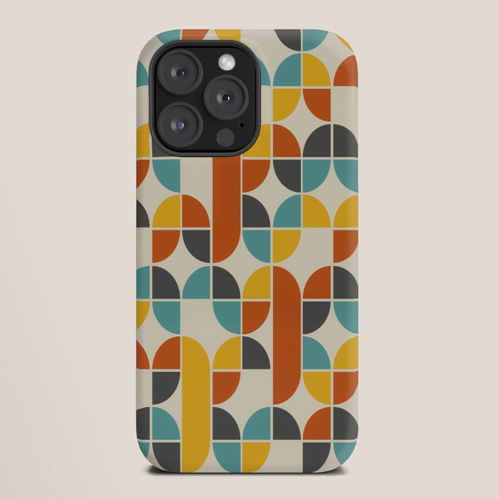 1970s Colors Mid Century Modern Geometric Pattern  iPhone Case