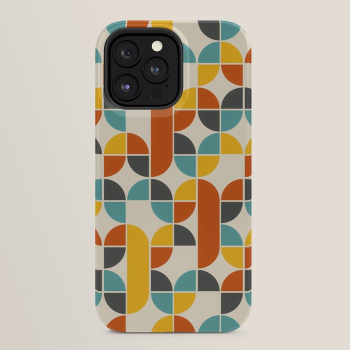 1970s Colors Mid Century Modern Geometric Pattern  iPhone Case