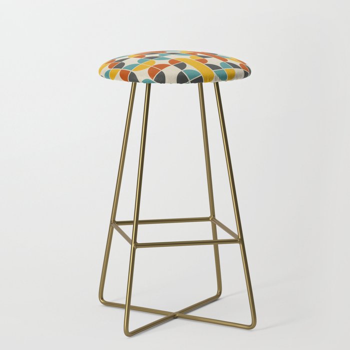 1970s Colors Mid Century Modern Geometric Pattern  Stool