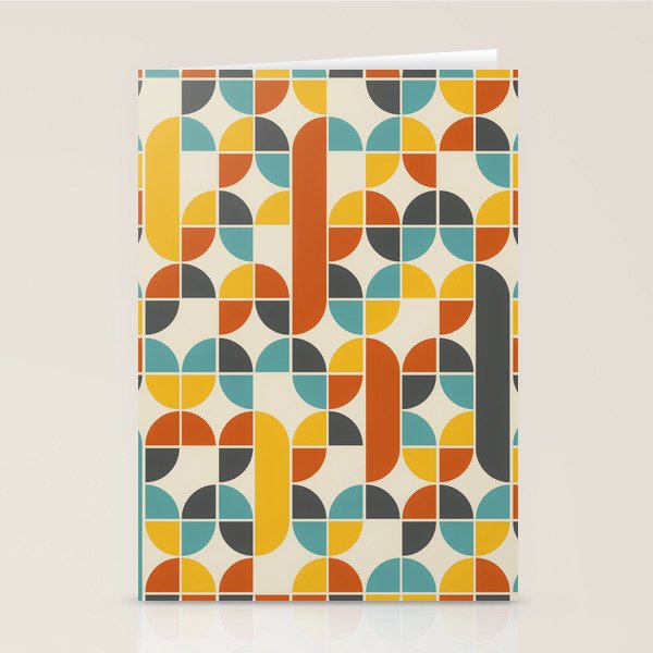 1970s Colors Mid Century Modern Geometric Pattern  Stationery Card