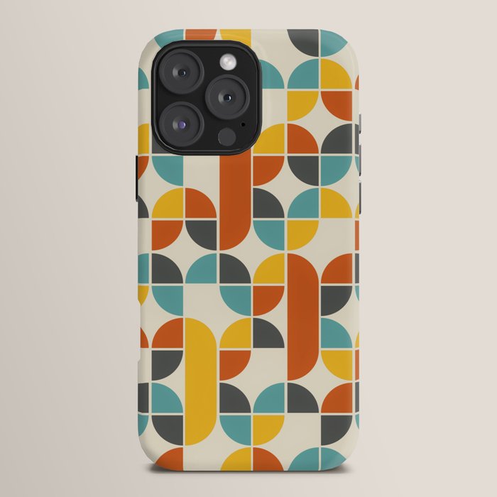 1970s Colors Mid Century Modern Geometric Pattern  iPhone Case