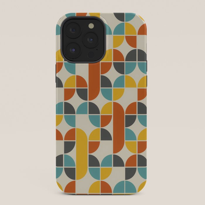 1970s Colors Mid Century Modern Geometric Pattern  iPhone Case