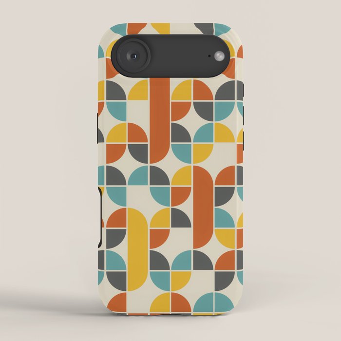 1970s Colors Mid Century Modern Geometric Pattern  iPhone Case