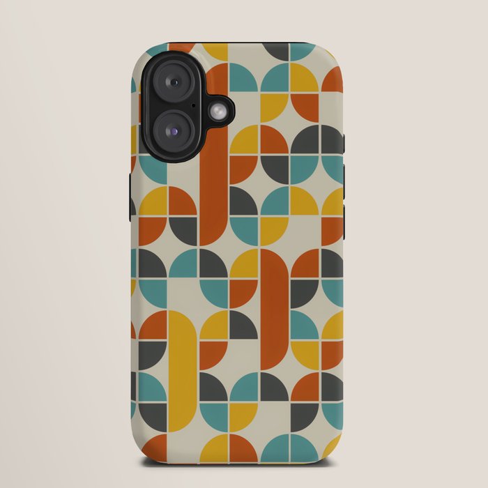 1970s Colors Mid Century Modern Geometric Pattern  iPhone Case