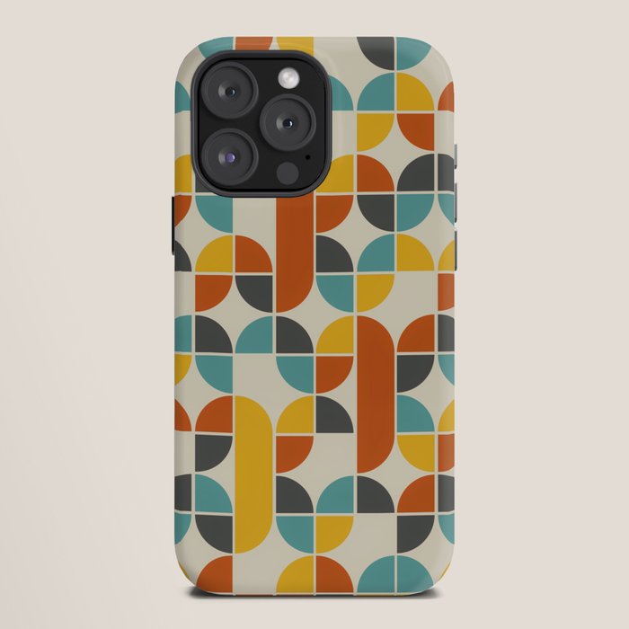 1970s Colors Mid Century Modern Geometric Pattern  iPhone Case